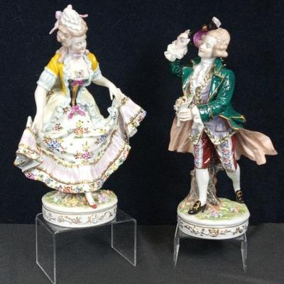Pair Of Antique German Dresden Porcelain Figurines (2)
