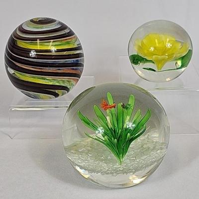Murano (1) + Murano Style (2) Art Glass Paperweights 