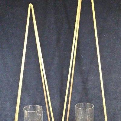 Napco Imports Gold Tone Tree Candle Holders (2) #D1002E