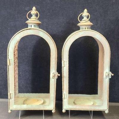 Vintage Metal Lantern W/Distressed Finish (2) #D1006A