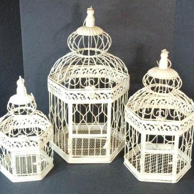 Richland Vintage Ivory Metal Bird Cages (3) # D1011BDEC