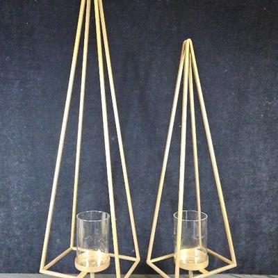 Napco Imports Gold Tone Tree Candle Holders (2) #D1004E