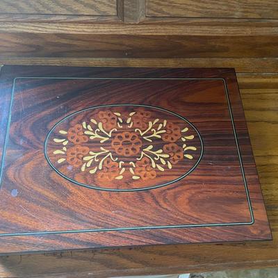 Wooden Jewelry Box With Inlay and Velvet Lining