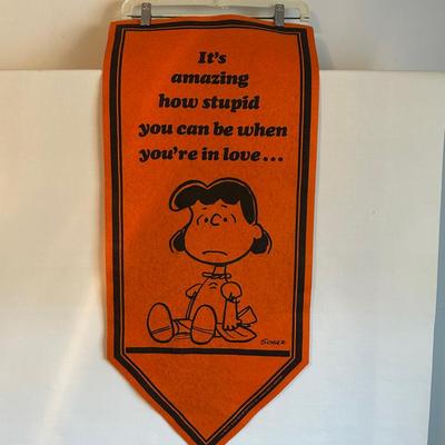 Vintage Peanuts Felt Banner – Lucy "It's Amazing How Stupid You Can Be When You're in Love"