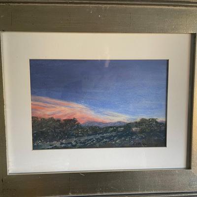 Landscape Painting by Mary Ellen Carver in Silver Frame