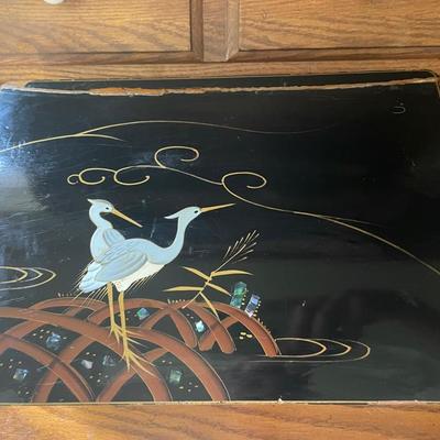 Japanese Lacquerware Jewelry Box with Crane Design