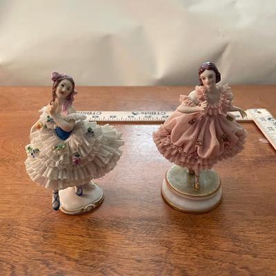 Pair of Dresden Lace Ballerina Figurines – Volkstedt & Unterweißbach
