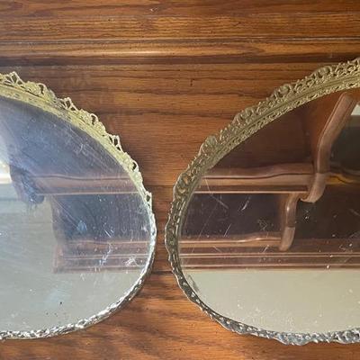 Pair of Oval Mirrors With Ornate Metal Frames