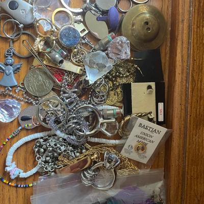 Assorted Jewelry and Keychain Lot With Various Materials