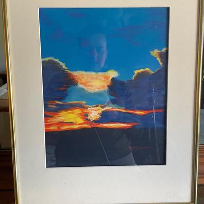 Framed Artwork by Mary Ellen Carver Featuring Sunset Scene