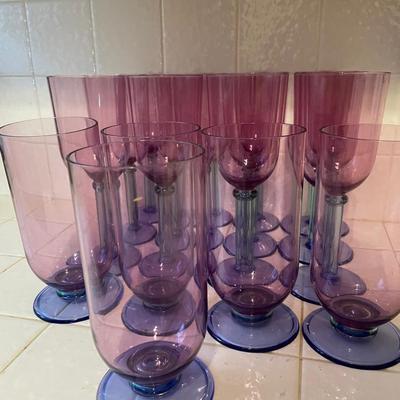 Set of 18 Purple Goblet-Style Drinking Glasses