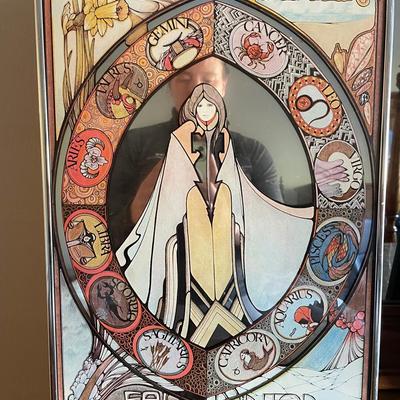 Vintage 1969 David Palladini ‘Four Seasons Zodiac’ Art Nouveau Print – Framed with Brytone Mirror