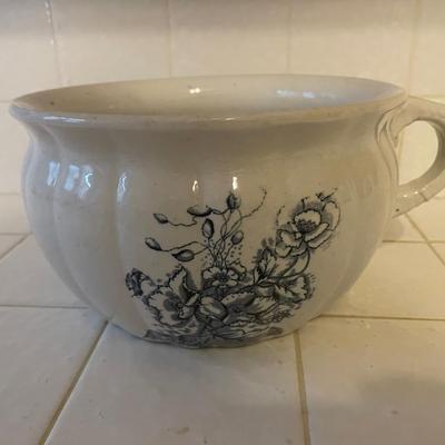 English Ceramic Chamber Pot with Floral Design