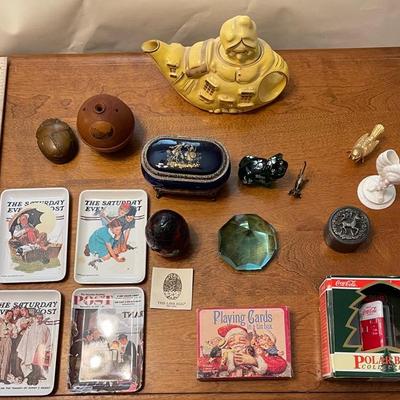 Assorted Collectibles Including Figurines and Ephemera