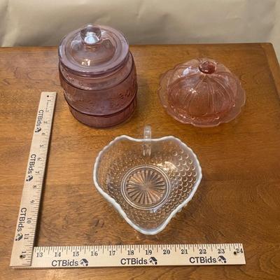 Colored Pressed Glassware Trio