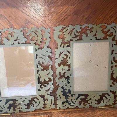 Pair of Ornate Green Metal Picture Frames