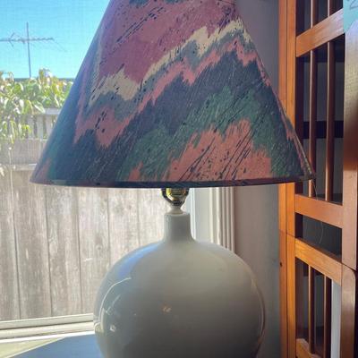 Handmade Ceramic Table Lamp with Printed Shade