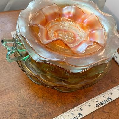 Carnival Glass Bowl and Plate Set