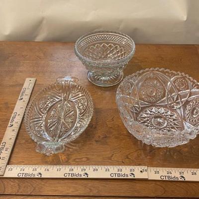 Collection of Three Crystal Cut Glass Serving Pieces