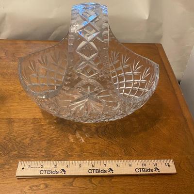 Vintage Crystal Cut Glass Basket Bowl
