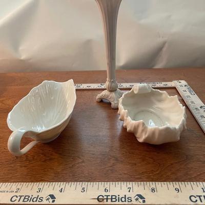 Vintage Lenox White Ceramic Decorative Trio: Vase, Dish, and Gravy Boat