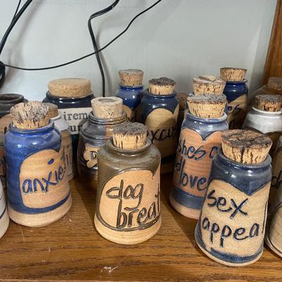Collection of Decorative Ceramic Jars with Cork Stoppers