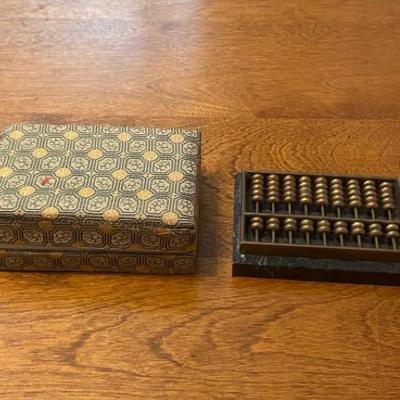 Two Miniature Abacuses with Case and Guidebook