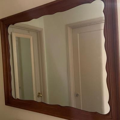 Rectangular Wall Mirror with Wooden Frame