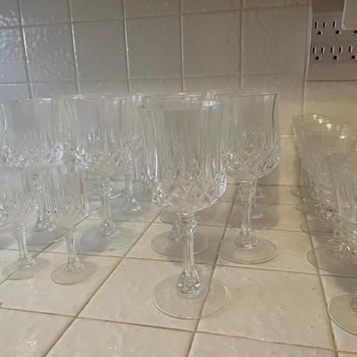 Set of Clear Etched Stemware