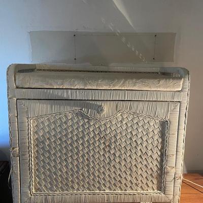 Woven White Wicker Laundry Hamper