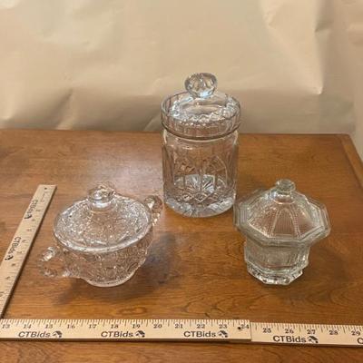 Collection of Three Pressed Glass Containers