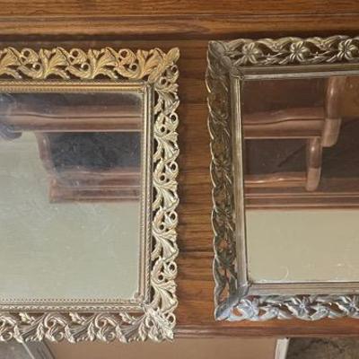Pair of Ornate Mirrors with Metal Frames