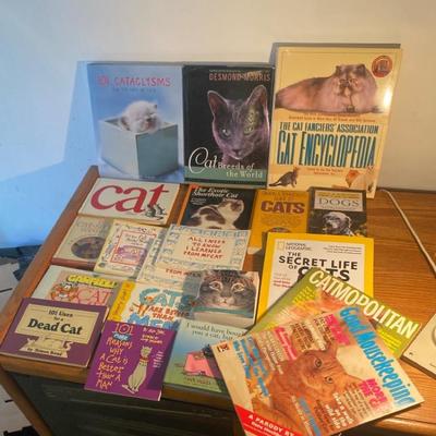 Collection of Cat-Themed Books and Magazines