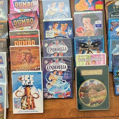 Large Lot of Disney & Children’s DVDs and Blu-rays — Many Sealed