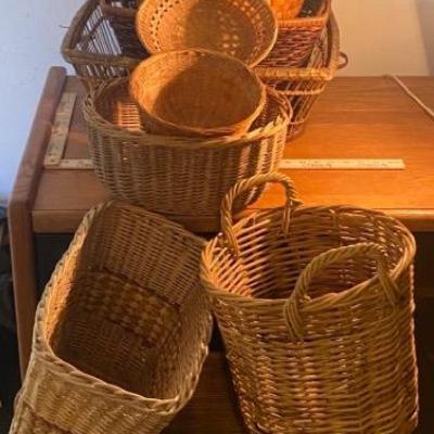 Collection of Assorted Woven Baskets in Various Sizes