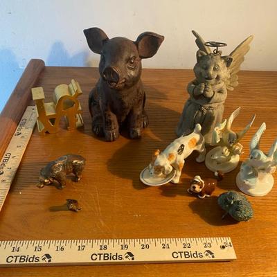 Collection of Animal Figurines Including Ceramic and Resin