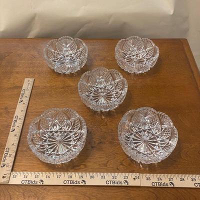 Set of Five Crystal Bowls with Star Pattern