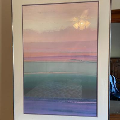 Large Framed Abstract Pastel Print – Gradient Horizon Style