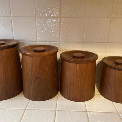 Set of 4 Gladmark Walnut Canisters with Lids