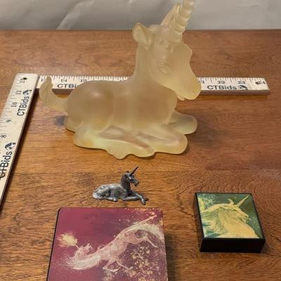 Collection of Unicorn-Themed Figurines and Boxes