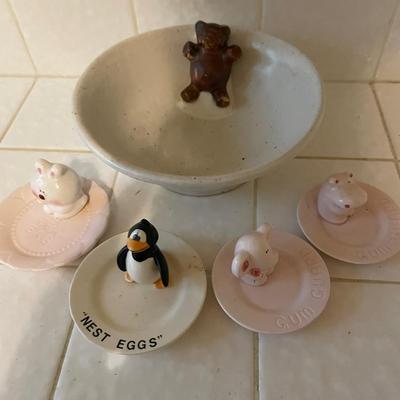 Ceramic Bowl and Assorted Animal Figurines
