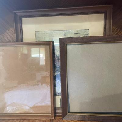 Set of Three Wooden Picture Frames with Glass Inserts
