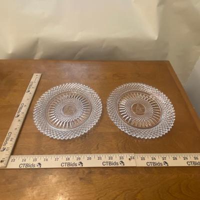 Pair of Clear Cut Glass Decorative Plates