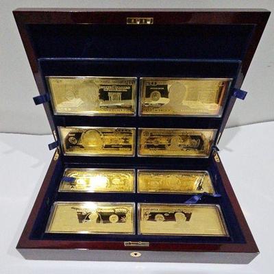 The Golden Dollar Bill Collection Set with Display Case and Key