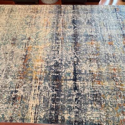 Noori Westfield Collection Rug | 10’x14’ | Textured Abstract Pattern in Blues, Cream & Rust Tones
