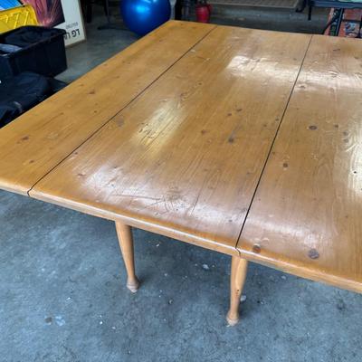 Pine Drop Leaf Table | Farmhouse Style with Turned Legs