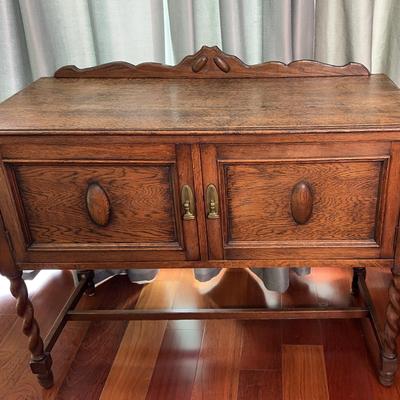 Jacobean Revival Oak Sideboard | Barley Twist Legs, Oval Panels & Brass Hardware