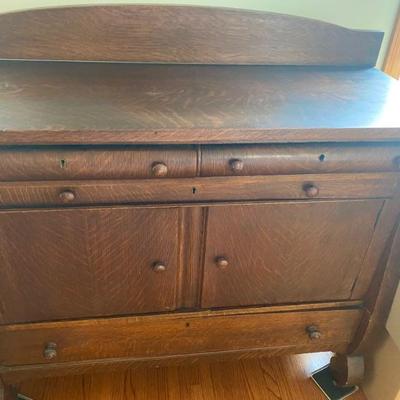 Antique Tiger Oak Side Board