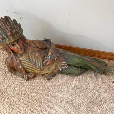 Antique Ohio Match Company, Indian Chief Reclining with Pipe Store Display 