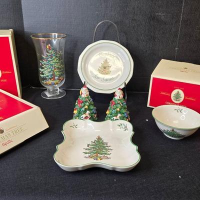 Spode English China Christmas Tree Pattern & Pfaltzgraff 